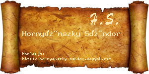 Hornyánszky Sándor névjegykártya